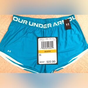 NEW..WOMEN 3X PLUS SIZE UNDER ARMOUR PLAY UP 2.0 SHORTS..NO POCKETS(DARK TEAL)